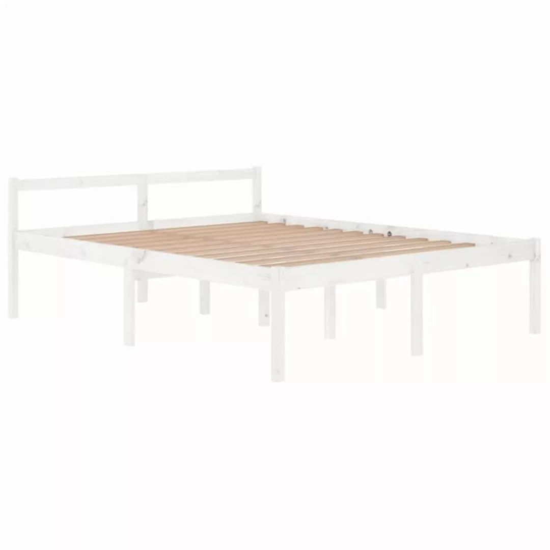 furnicato Bett Seniorenbett Weiß 160x200 cm Massivholz Kiefer (1-tlg) günstig online kaufen