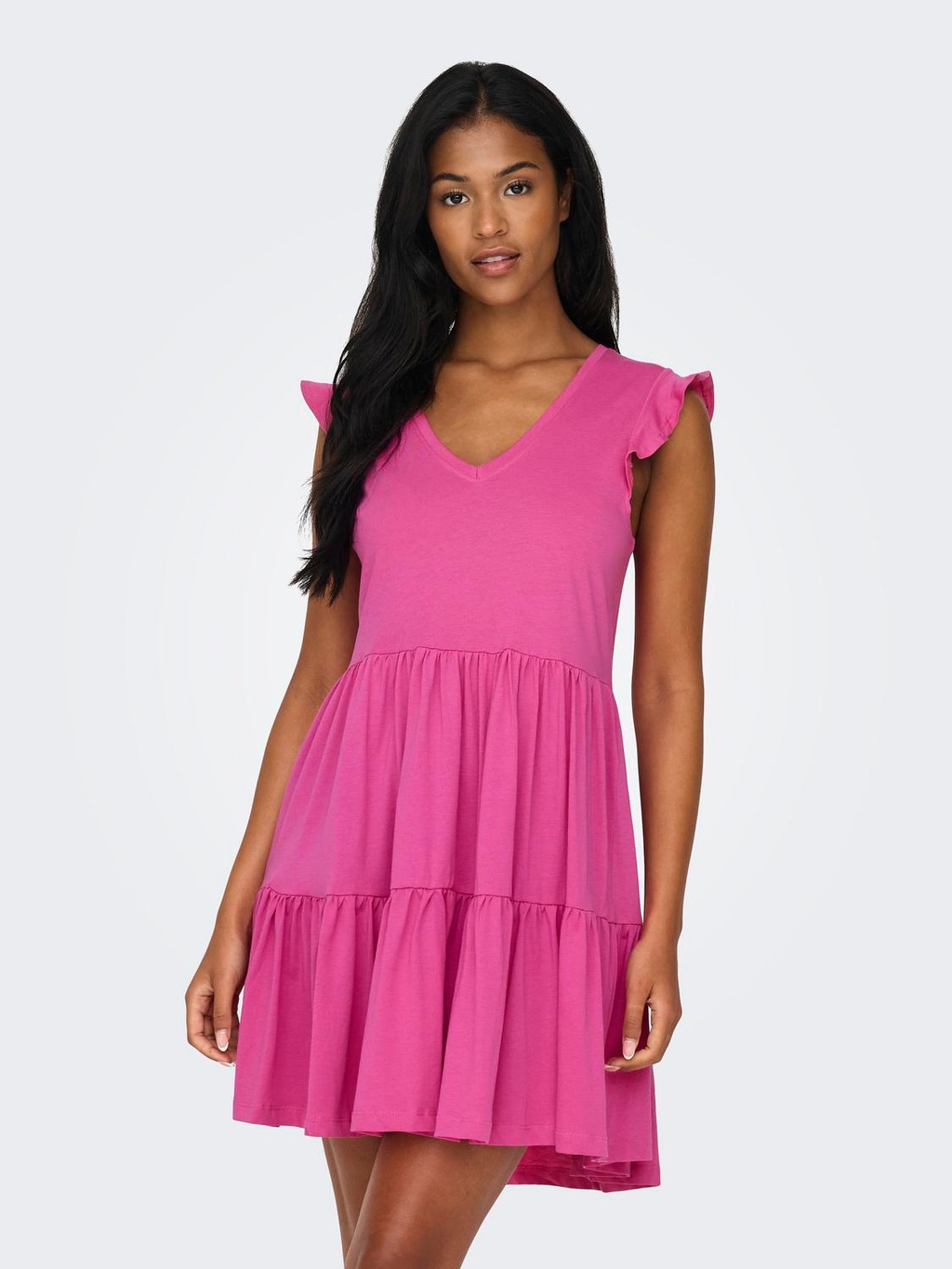 ONLY Jerseykleid "ONLMAY CAP SLEEVES FRILL DRESS" günstig online kaufen