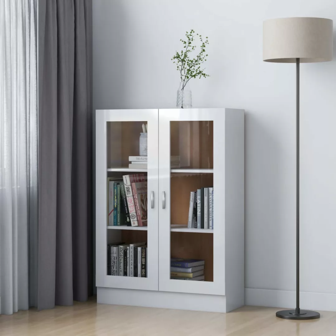 vidaXL Vitrine Bücherschrank Vitrinenschrank Vitrine Hochglanz-Weiß 82,5x30 günstig online kaufen