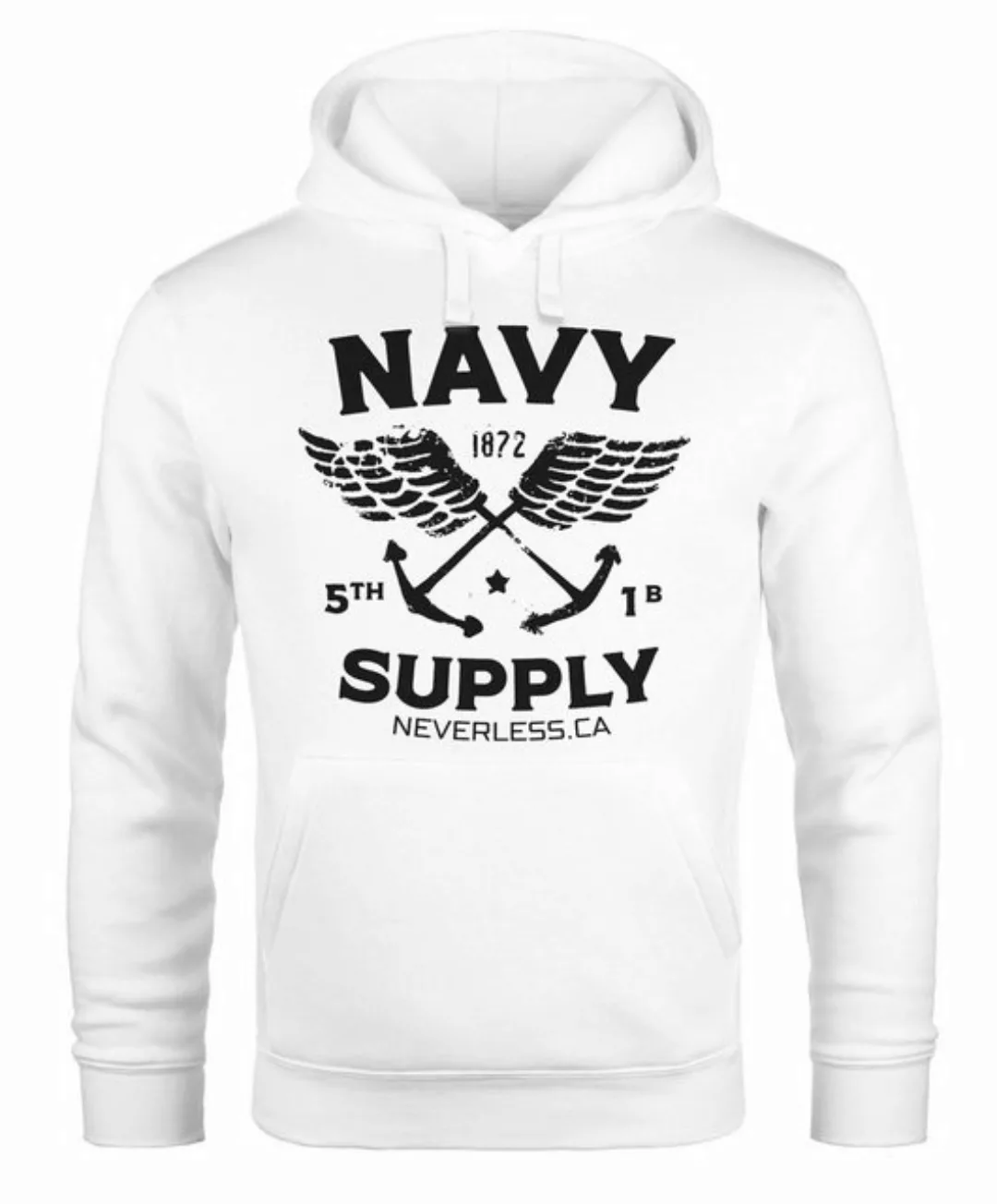 Neverless Hoodie Hoodie Herren Motiv Maritim Nautical Design Schriftzug Nav günstig online kaufen