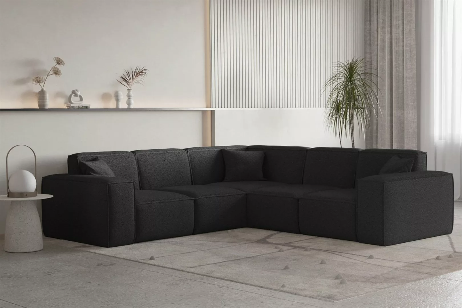 Fun Möbel Ecksofa Designersofa CESINA in Stoff Seite Universal, inkl. 3 Zie günstig online kaufen