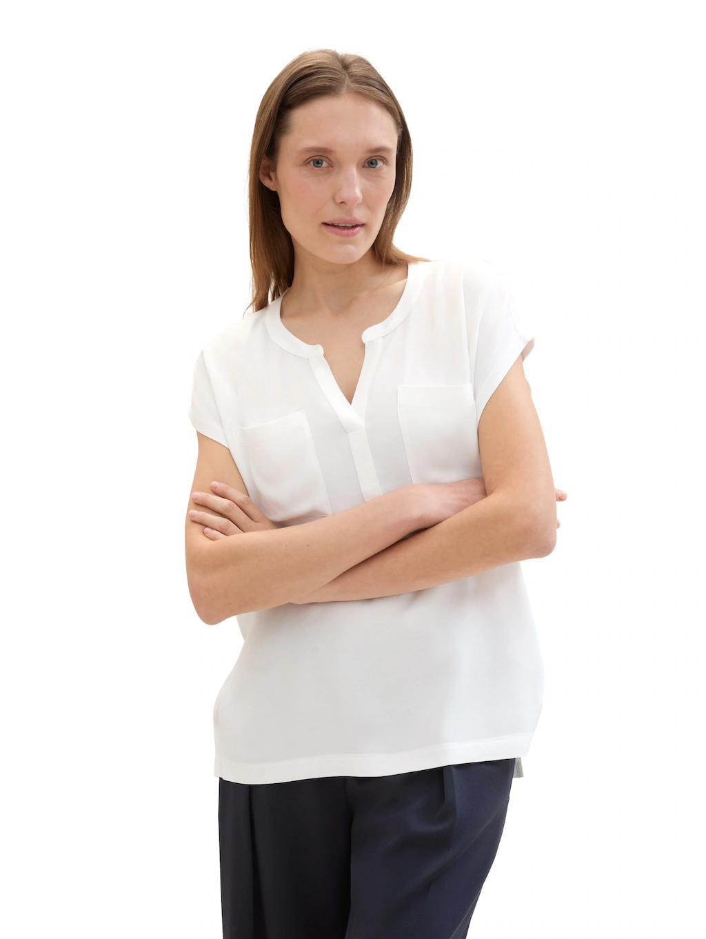 TOM TAILOR T-Shirt T-shirt fabric mix blouse, light floral günstig online kaufen