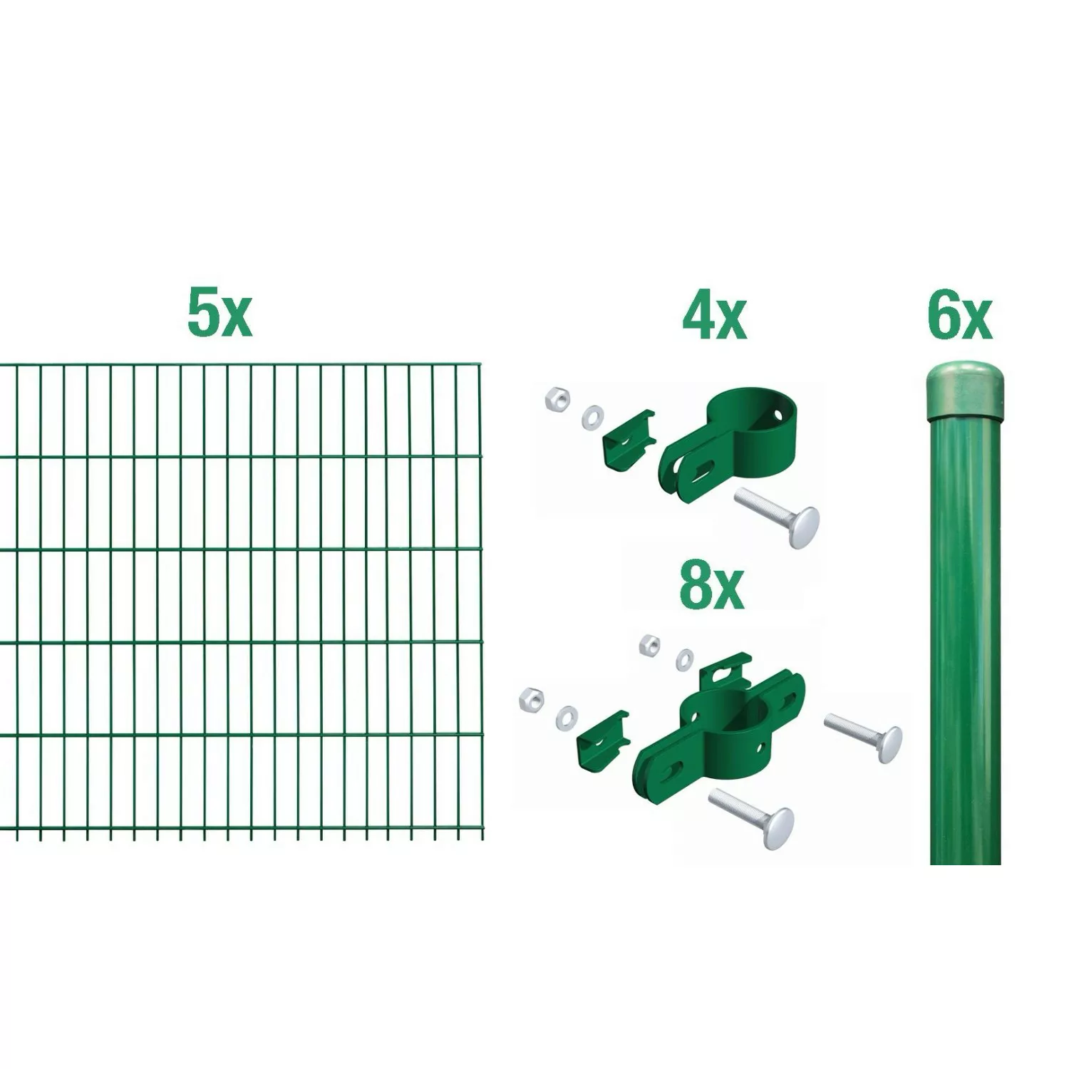 Metallzaun Grund-Set Einstabmatte Grün z. Einbetonieren 125 cm x 1000 cm günstig online kaufen