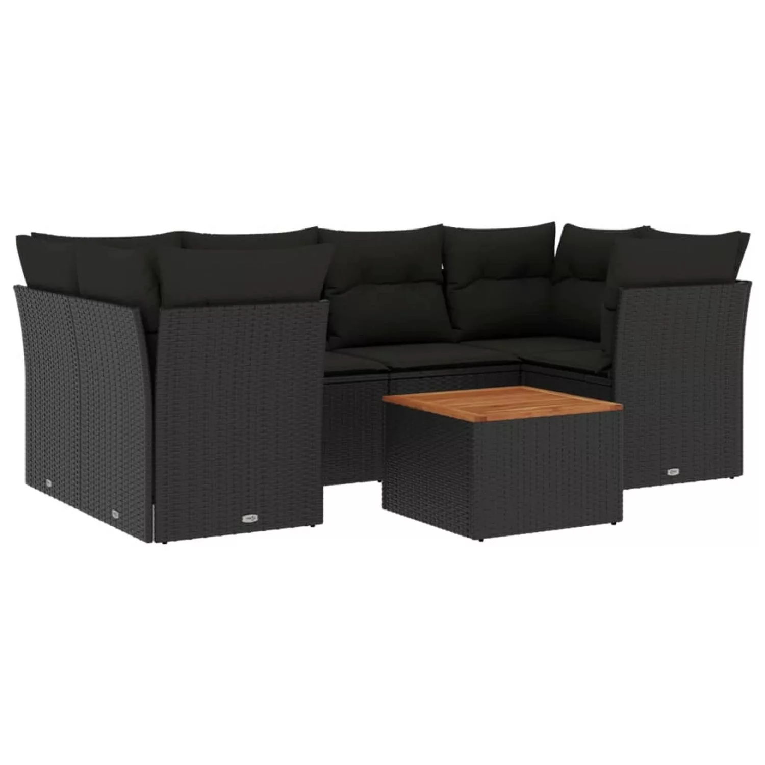 vidaXL 7-tlg Garten-Sofagarnitur mit Kissen Schwarz Poly Rattan Modell 94 günstig online kaufen