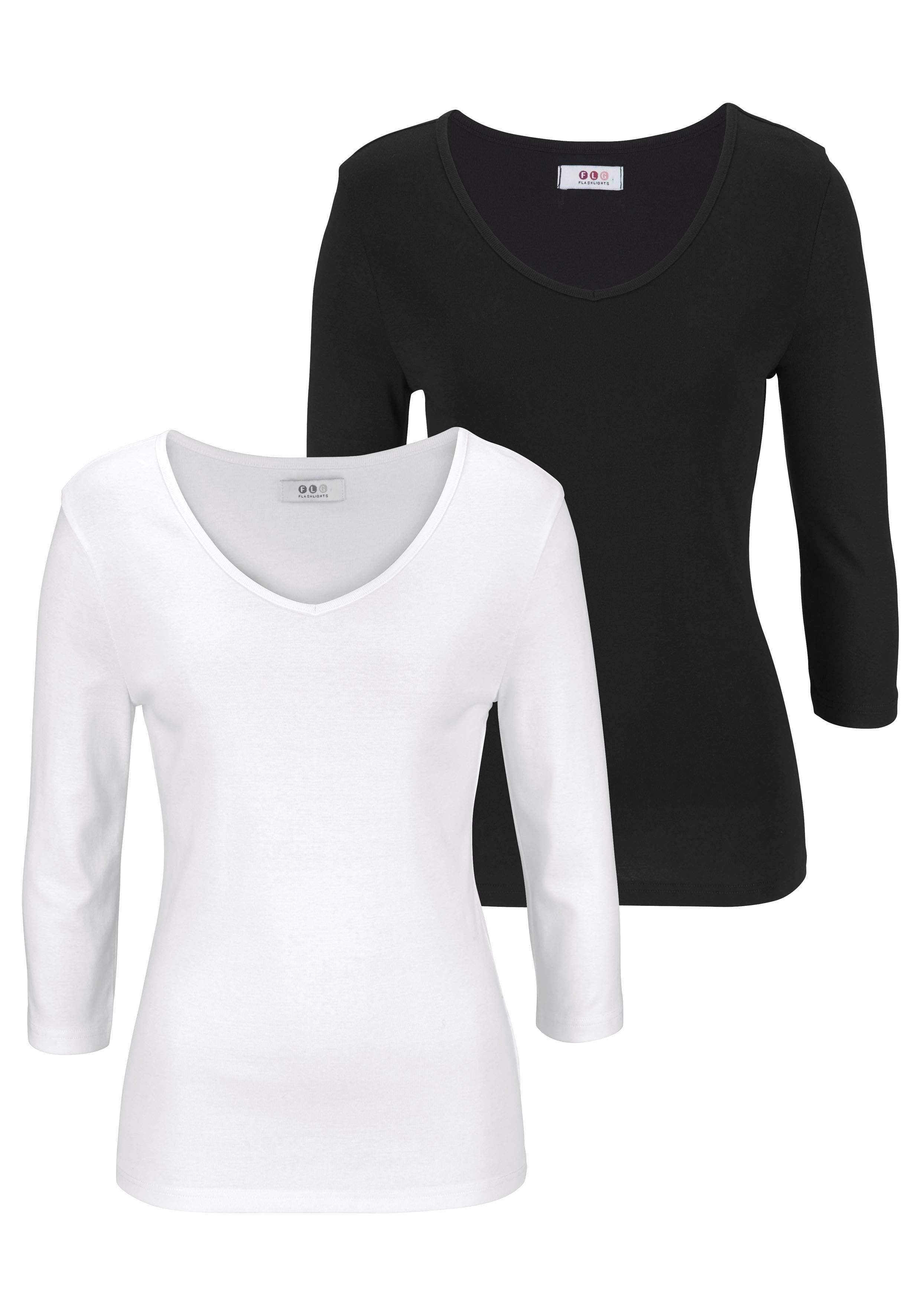 Flashlights V-Shirt, (Packung, 2 tlg., 2er-Pack), unifarben, V-Ausschnitt, günstig online kaufen