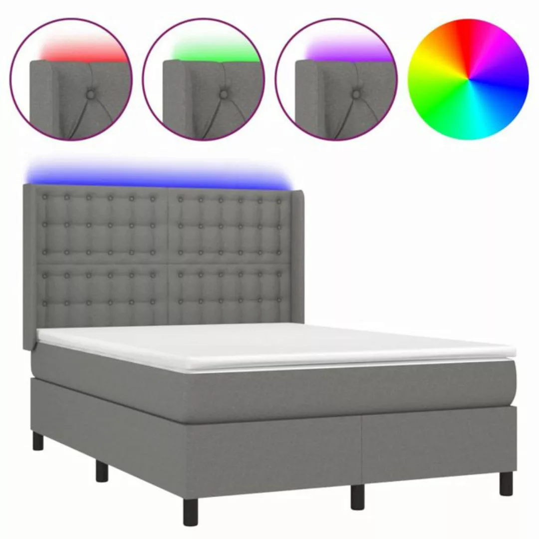 vidaXL Boxspringbett Boxspringbett mit Matratze und LED Stoff (140 x 190 cm günstig online kaufen