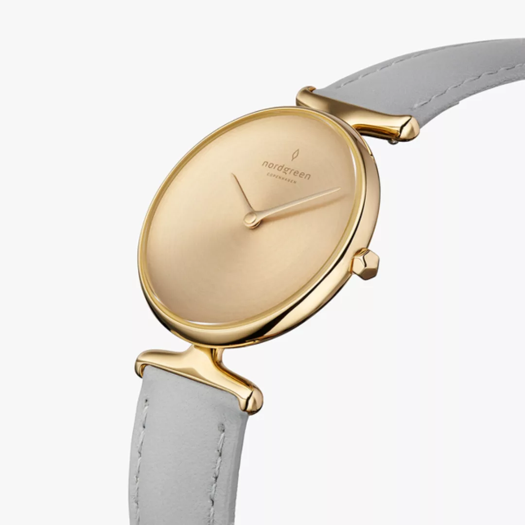 Armbanduhr Unika Gold | Mattes Edelstahl Ziffernblatt - Veganes Lederarmban günstig online kaufen