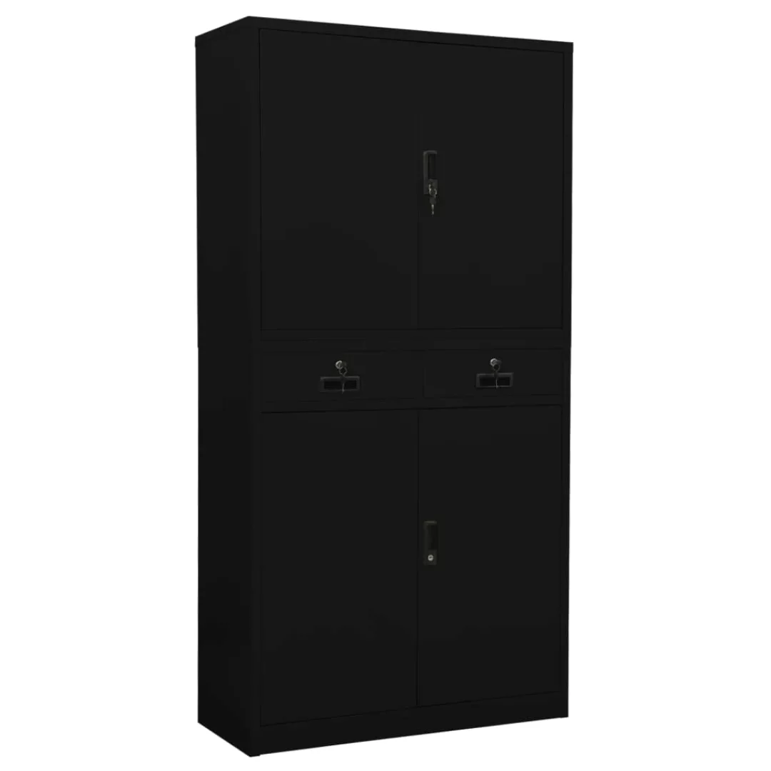 Büroschrank Schwarz 90x40x180 Cm Stahl günstig online kaufen