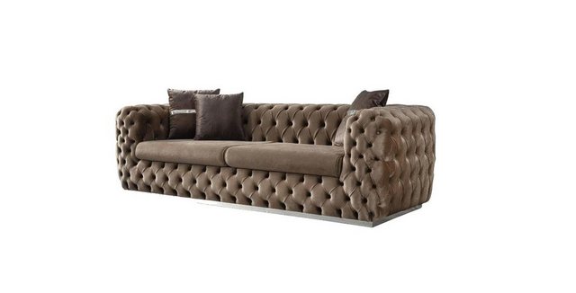 JVmoebel 3-Sitzer Sofa 3 Sitzer Polstersofa Braun Textil Sitz Design Couch günstig online kaufen