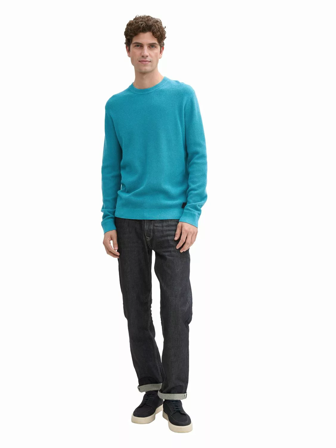 Tom Tailor Herren Rundhals Pullover STRUCTURED CREWNECK - Regular Fit günstig online kaufen