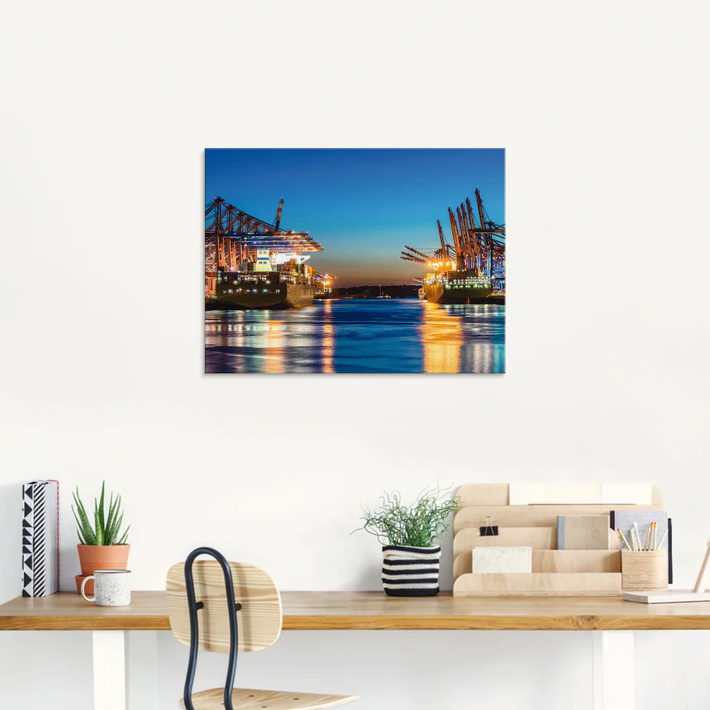 Artland Glasbild "Hamburg Hafen am Abend 2", Deutschland, (1 St.), in versc günstig online kaufen