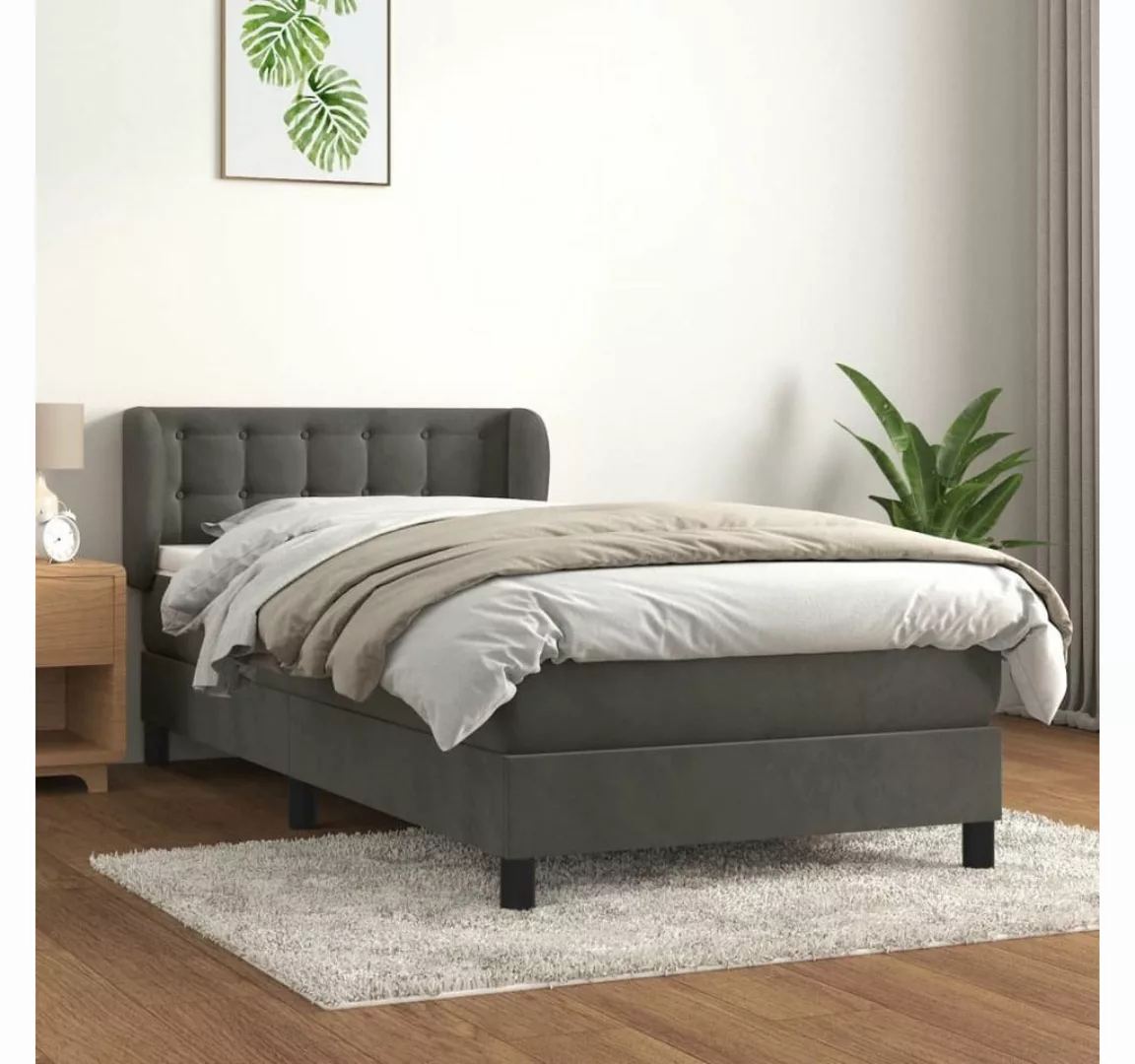 furnicato Bett Boxspringbett mit Matratze Dunkelgrau 80x200 cm Samt günstig online kaufen