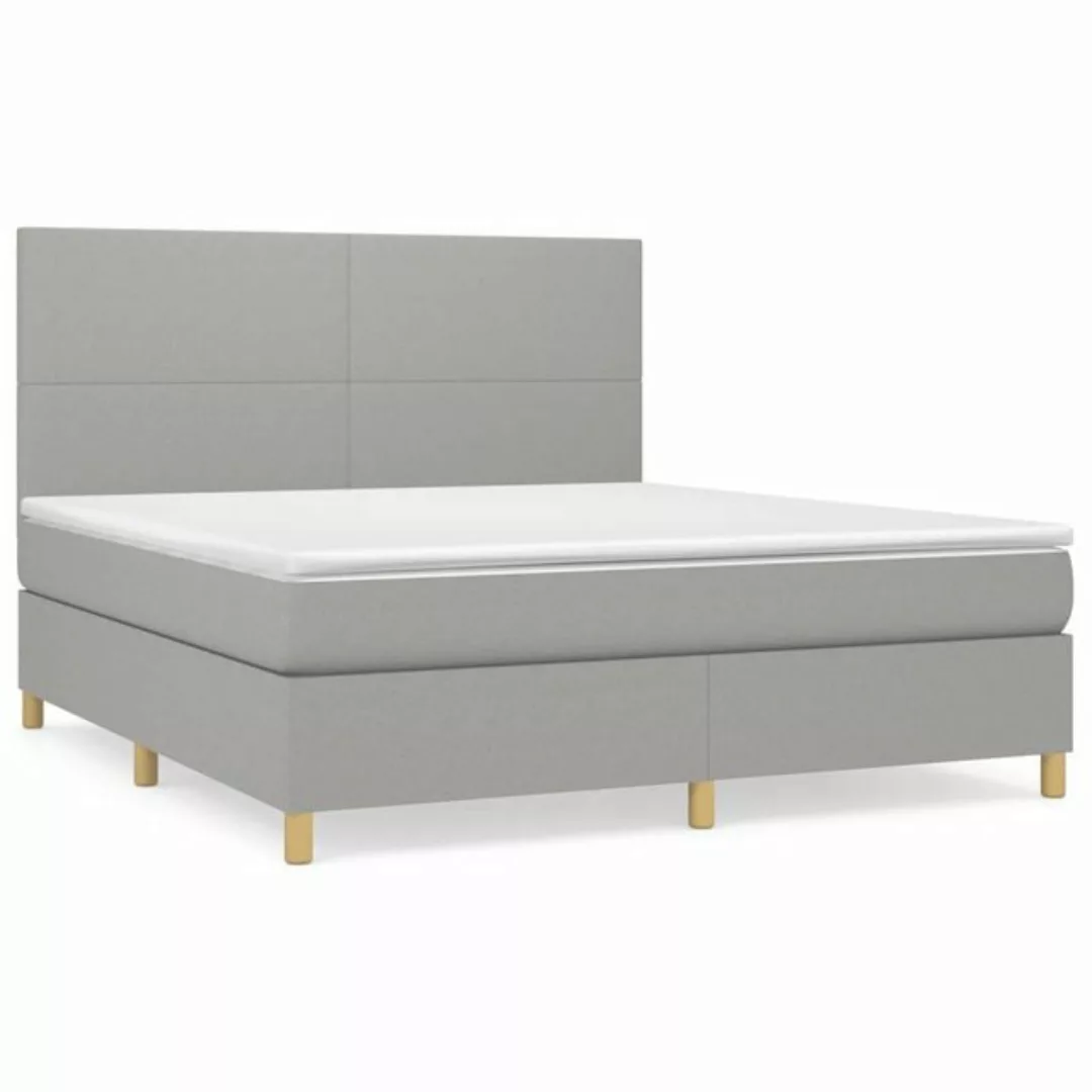 vidaXL Boxspringbett Boxspringbett mit Matratze Hellgrau 160x200 cm Stoff B günstig online kaufen