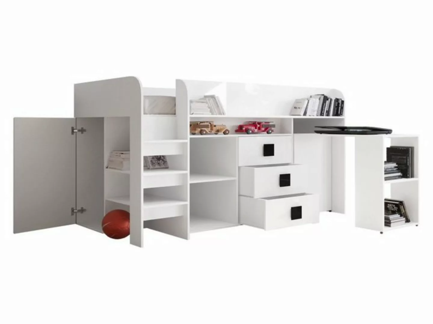 MIRJAN24 Hochbett Toledo 1 (Komplett-Set, Einzelbett mit Schreibtisch) 90x2 günstig online kaufen