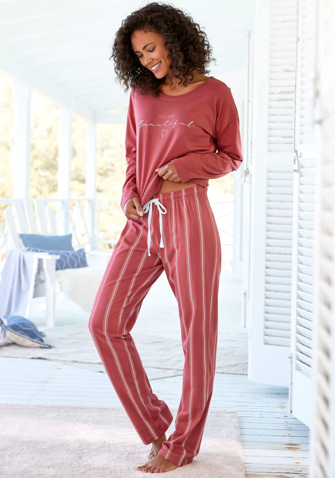 Vivance Dreams Pyjama, (2 tlg.), mit Frontdruck günstig online kaufen