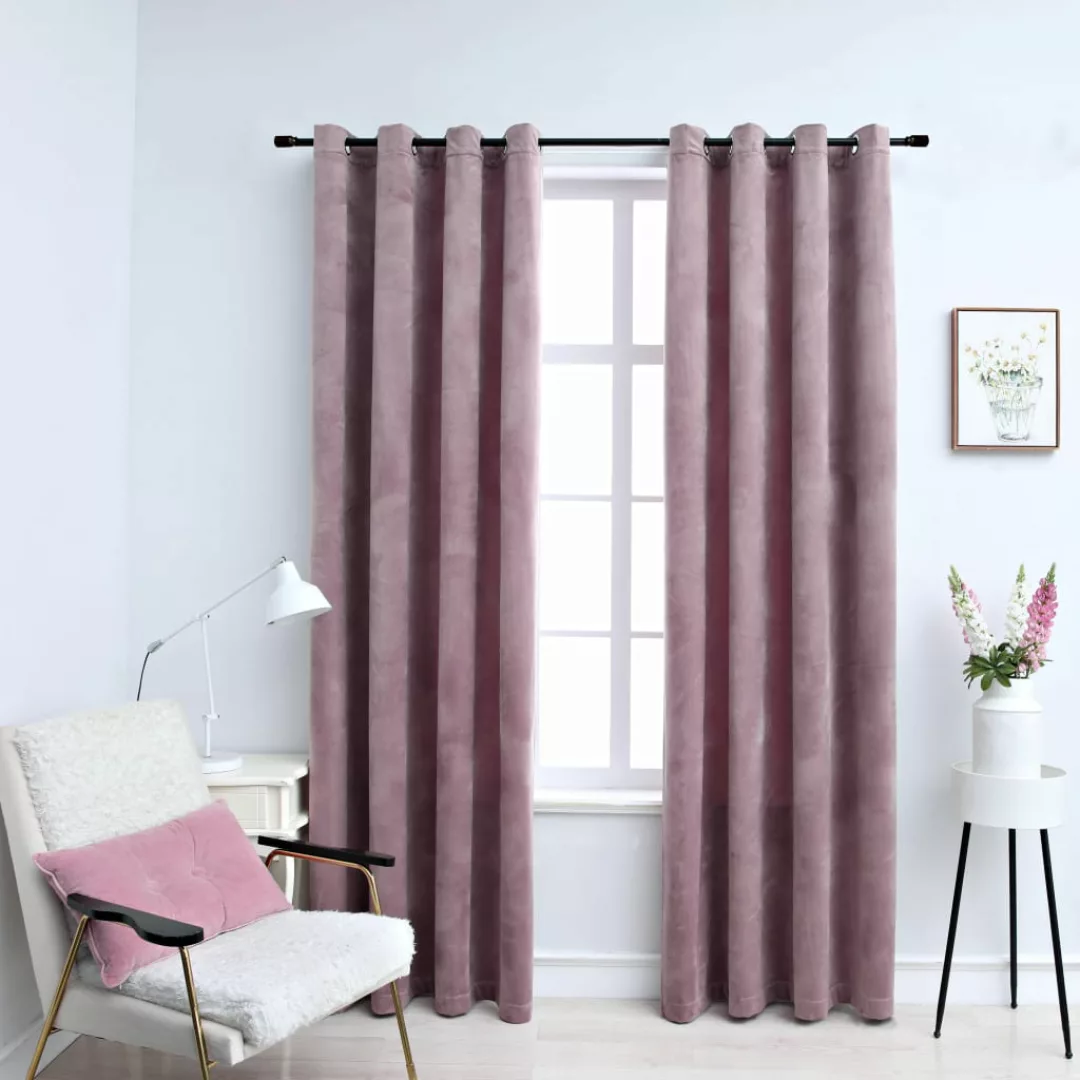 Verdunkelungsvorhänge Mit Ãsen 2 Stk. Samt Antik-rosa 140x175cm günstig online kaufen