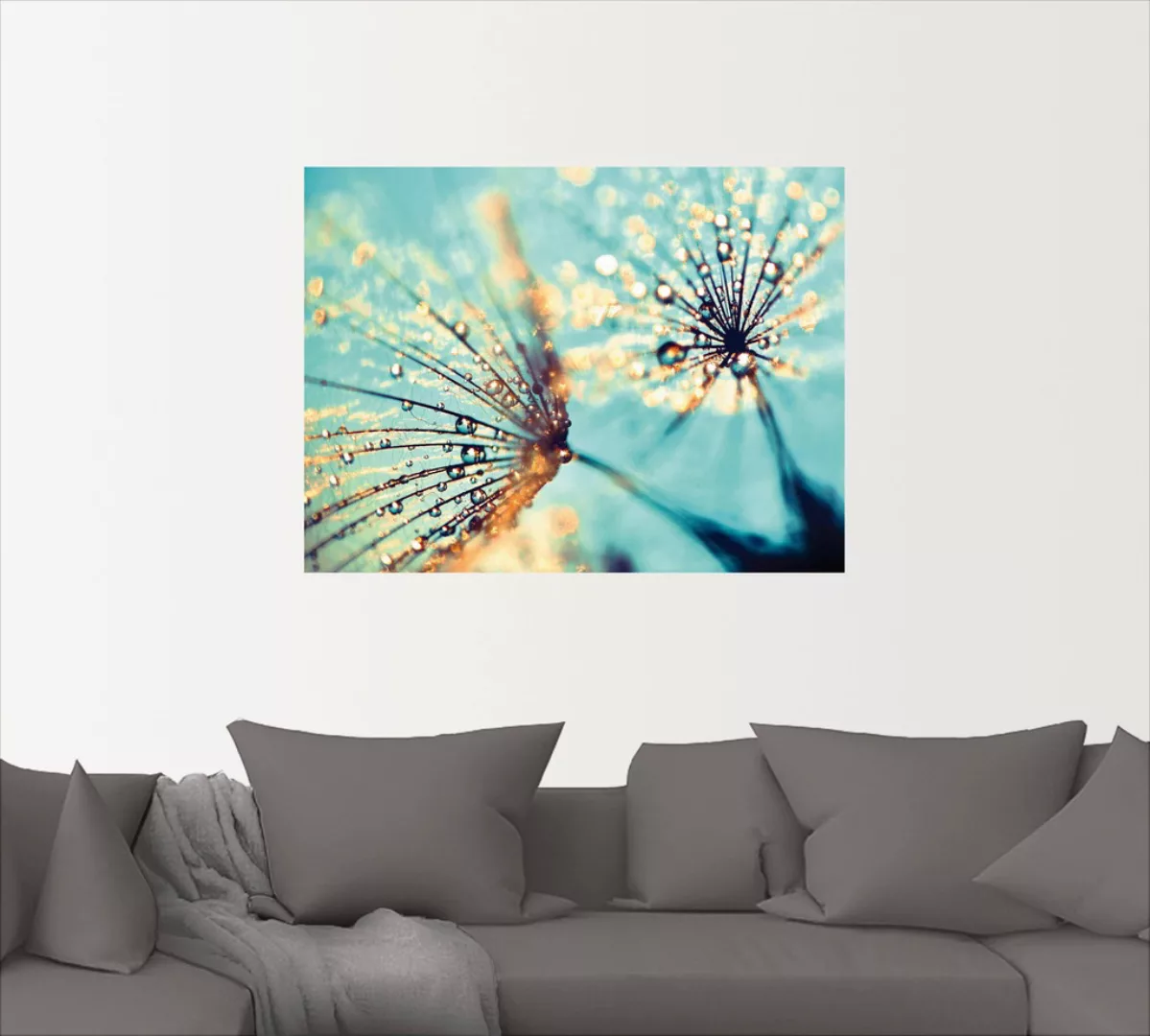 Artland Wandbild "Pusteblume aqua", Blumen, (1 St.), als Leinwandbild, Post günstig online kaufen