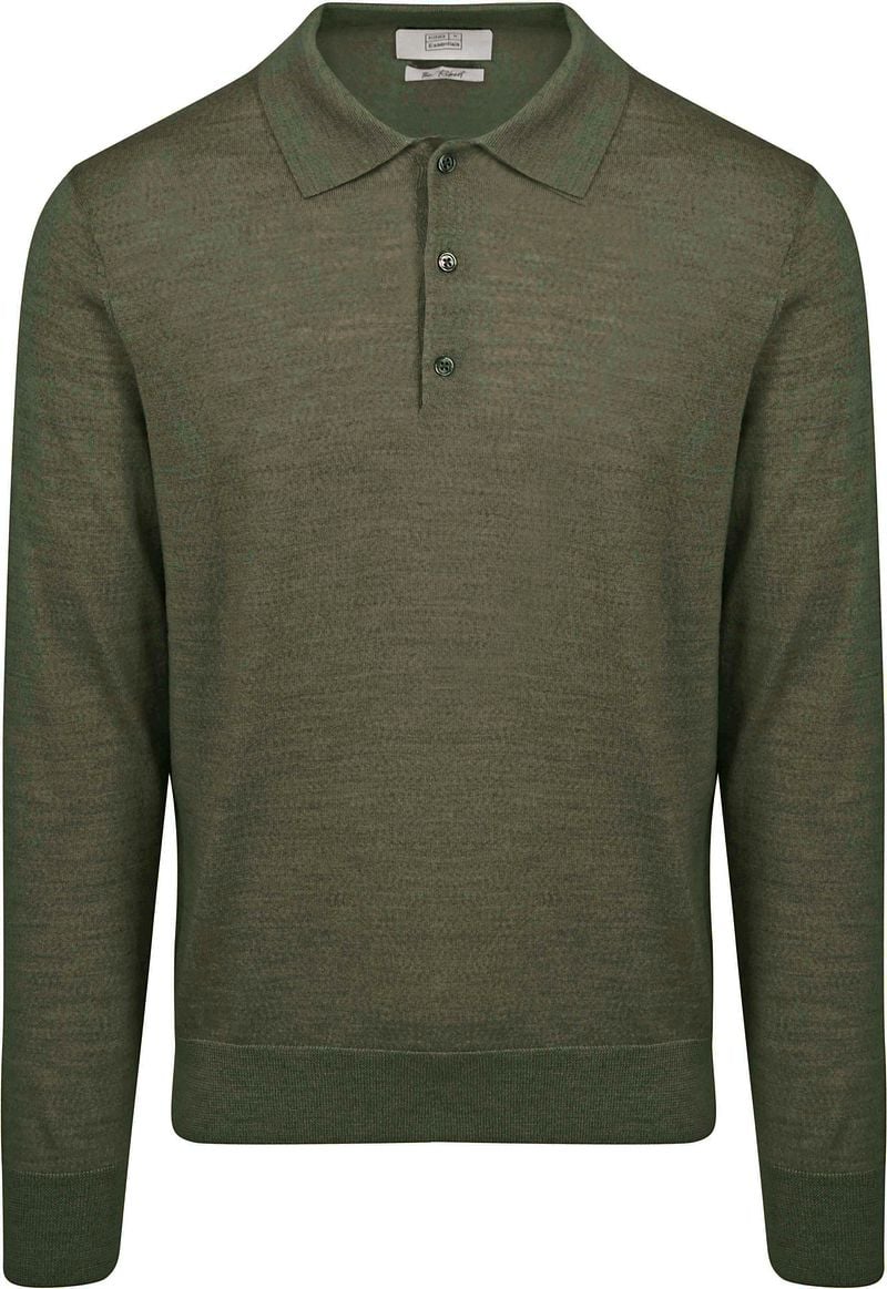 King Essentials The Robert Long Sleeve Poloshirt Merino Army Grün - Größe S günstig online kaufen