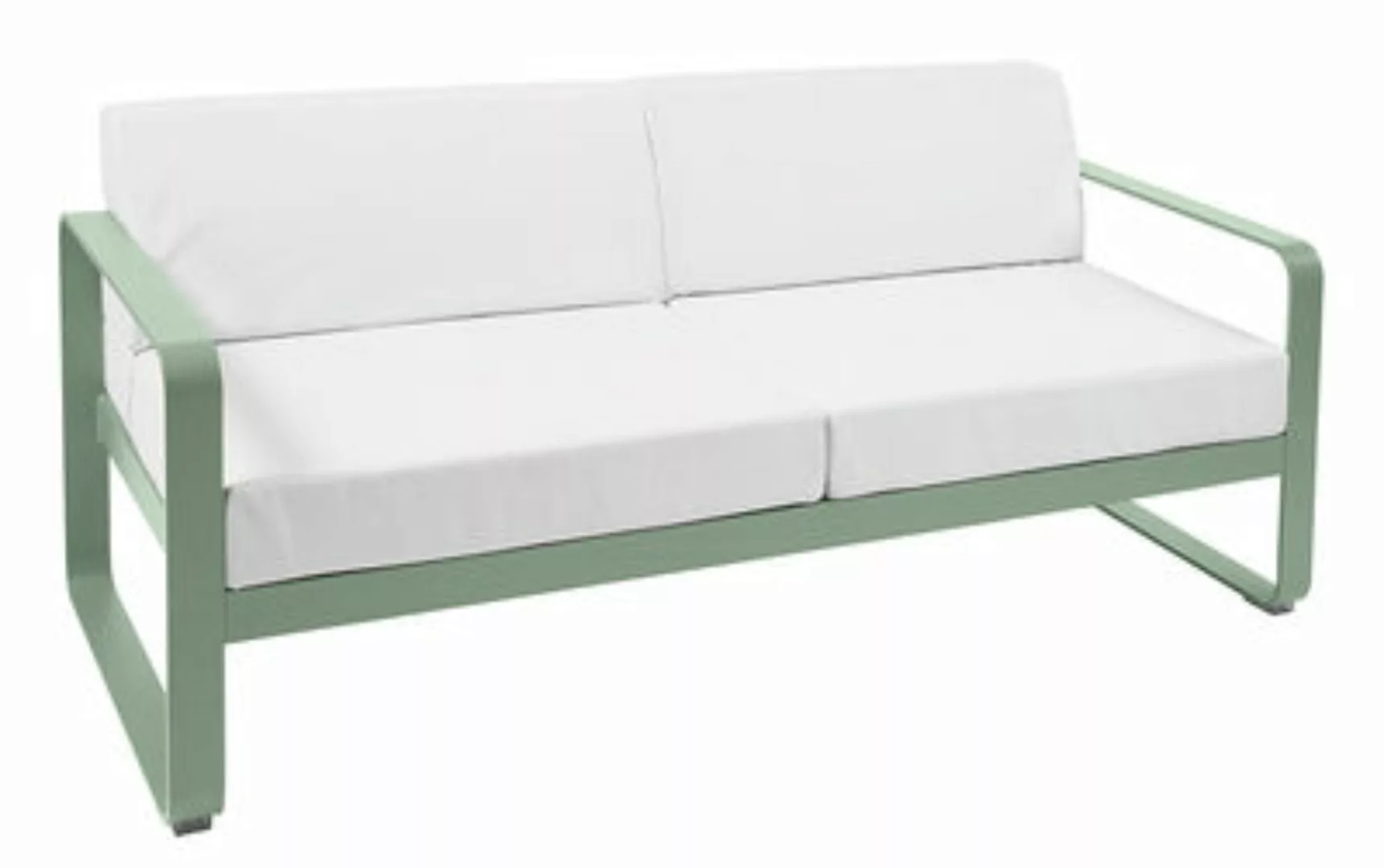 Gartensofa 2-Sitzer Bellevie metall textil grün 2-Sitzer / L 160 cm - weiße günstig online kaufen