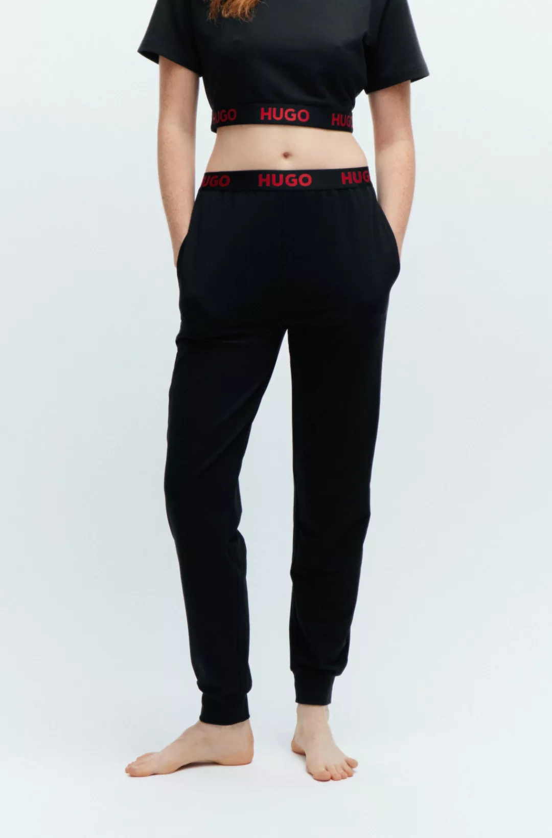 HUGO Jerseyhose SPORTY LOGO_PANTS mit Hugo Logo-Elastikbund günstig online kaufen