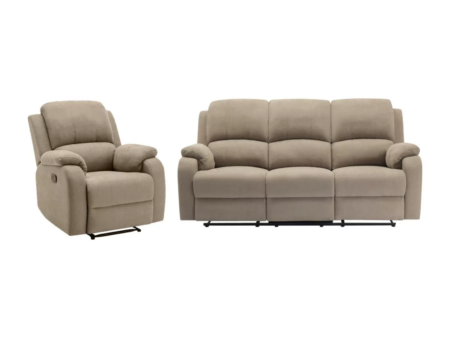 Relaxsofa 3-Sitzer & Relaxsessel - Mikrofaser - Taupe - BRODY günstig online kaufen