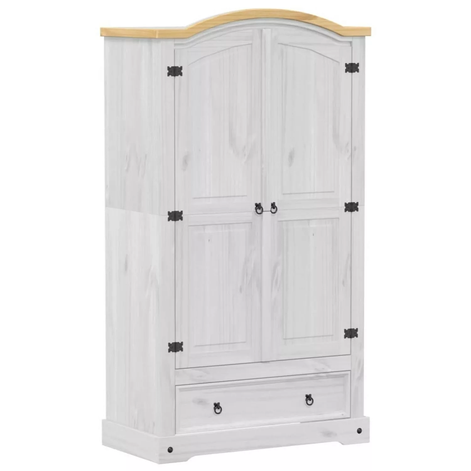 vidaXL Kleiderschrank Corona Weiß 102x52x186 cm Massivholz Kiefer Modell 2 günstig online kaufen