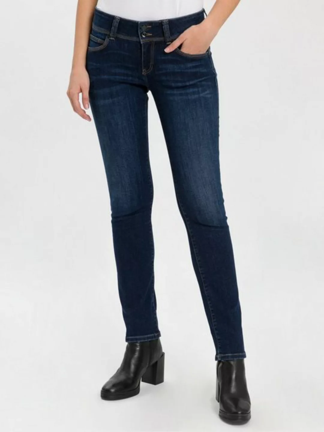 Cross Jeans Damen Jeans Loie - Regular Fit - Blau - Mid Blue günstig online kaufen