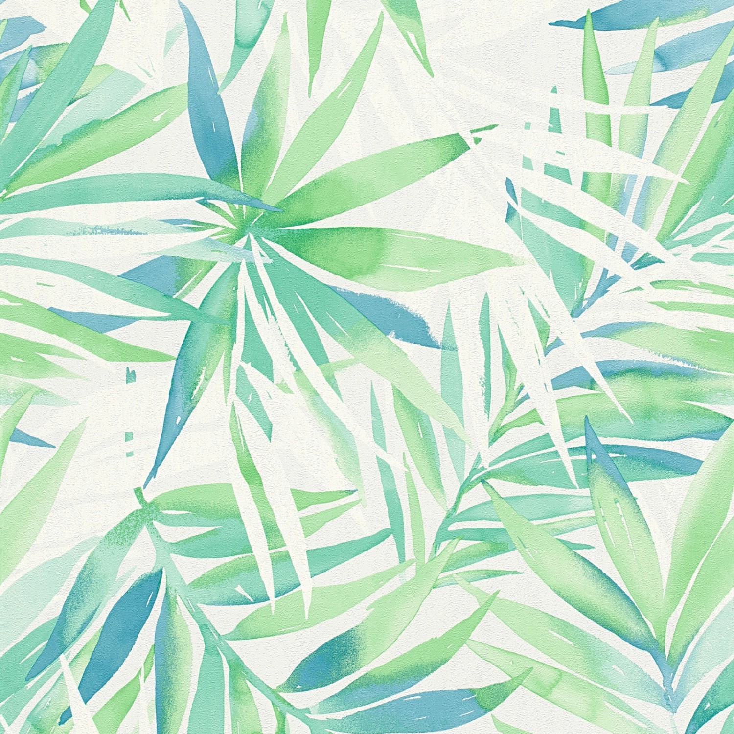 Bricoflor Palmen Tapete in Grün Blau Moderne Aquarell Tapete mit Palmenblät günstig online kaufen