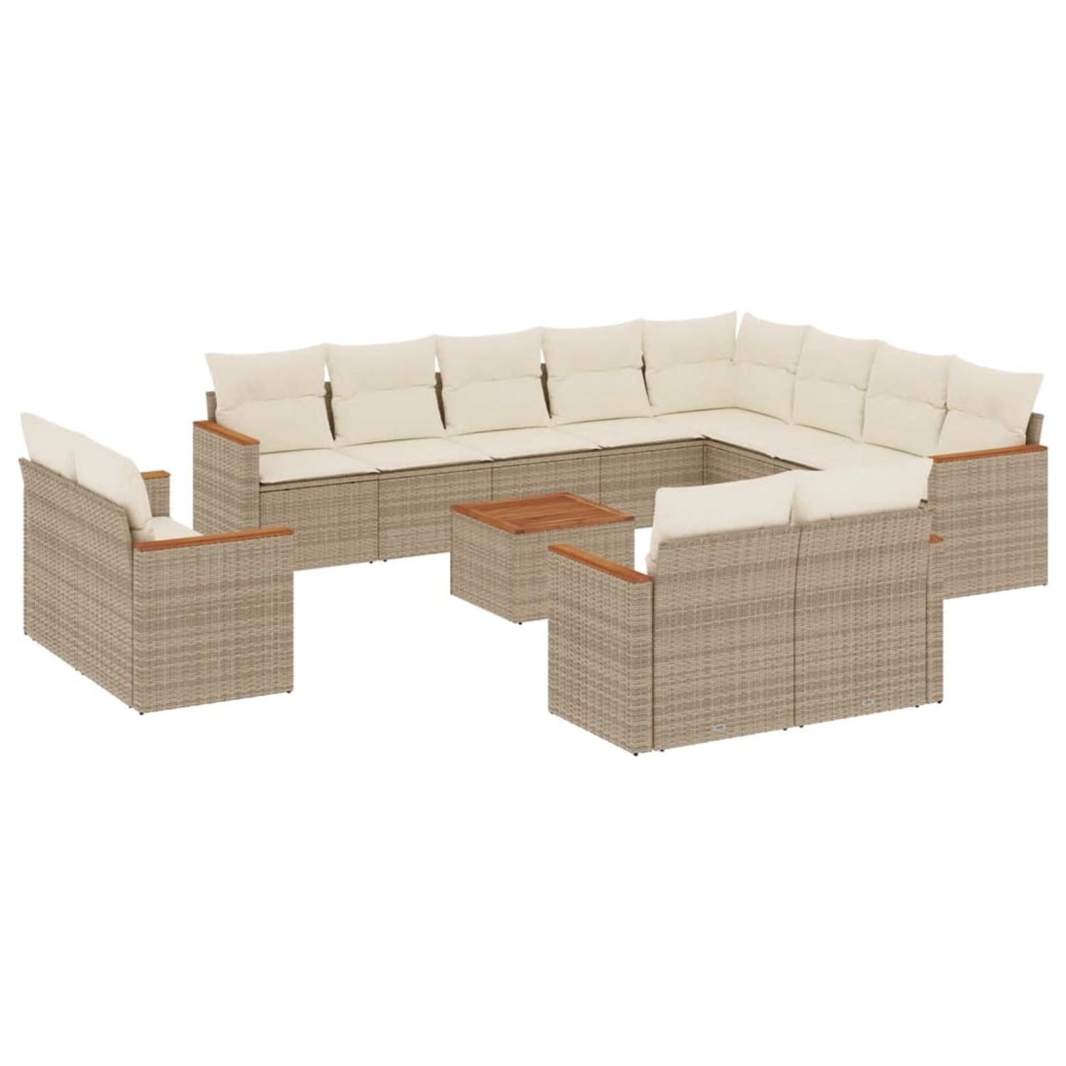 vidaXL 13-Tlg Garten-Sofagarnitur mit Kissen Beige Poly Rattan 3258922 günstig online kaufen
