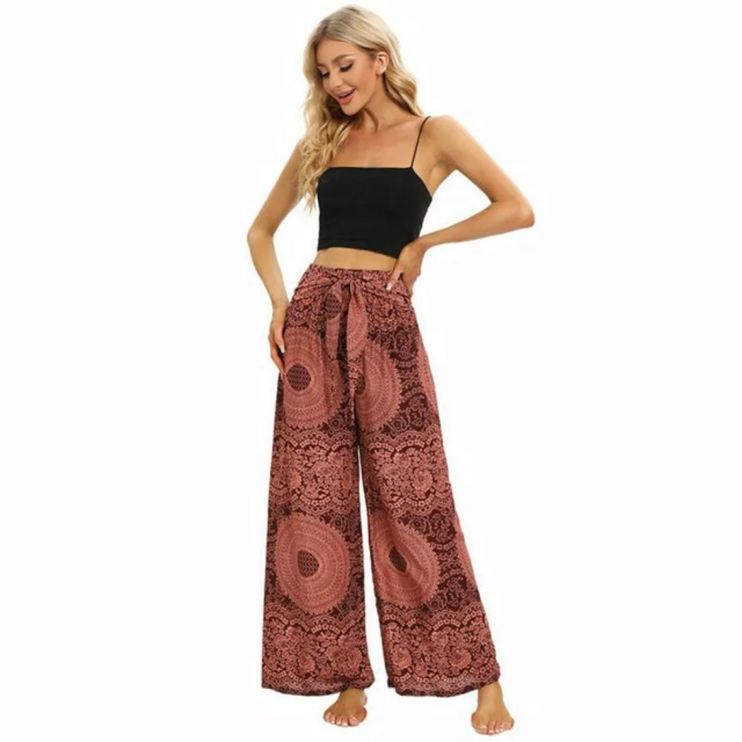 AUKUU Loungepants Bohemian Freizeit-Weitrock-Hose, Sommerhose günstig online kaufen