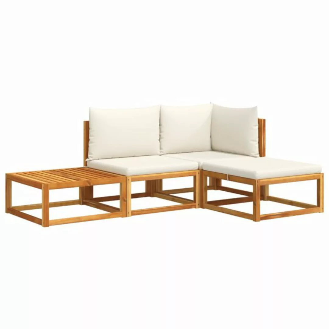 vidaXL Loungesofa 4-tlg. Garten-Sofagarnitur mit Kissen Massivholz, 1 Teile günstig online kaufen