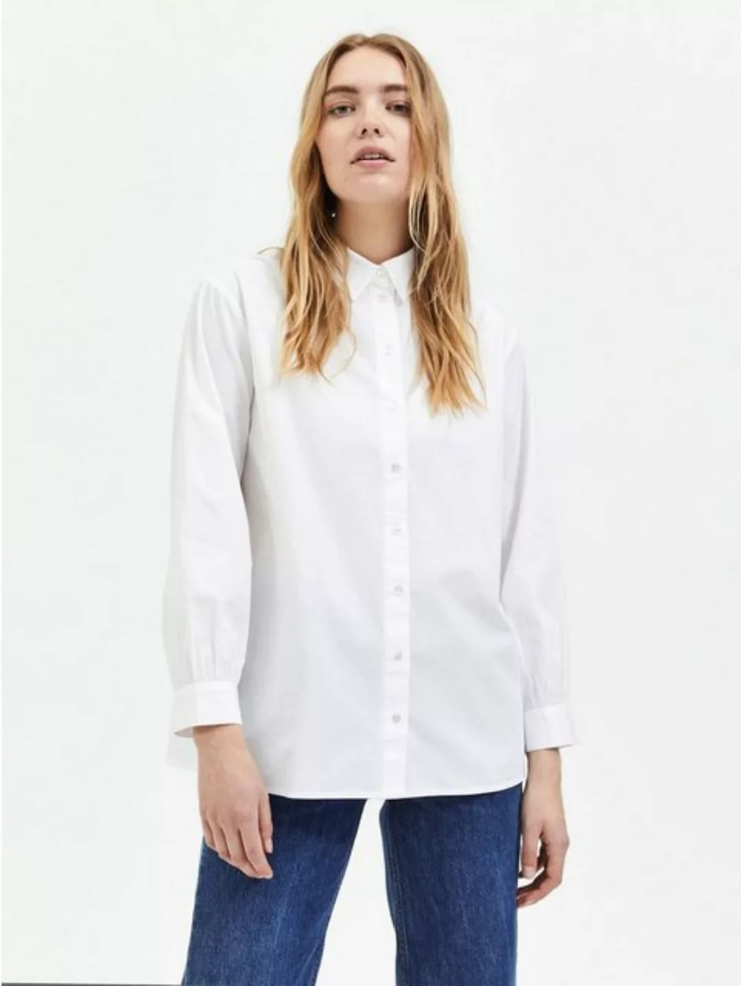 SELECTED FEMME Blusenshirt Basic Langarm Hemd Bluse aus Baumwolle SLFREKA ( günstig online kaufen