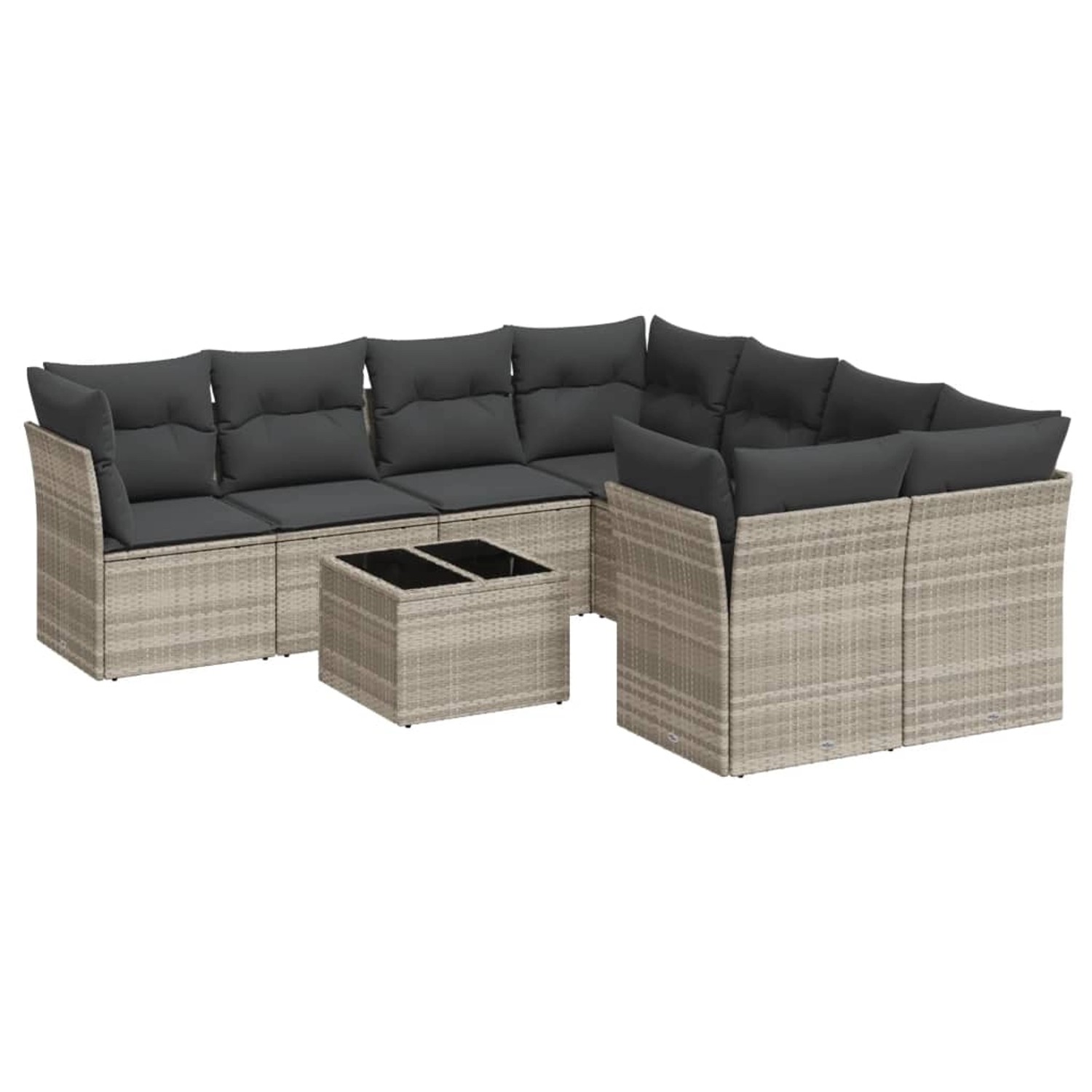 vidaXL 9-Tlg Garten-Sofagarnitur mit Kissen Hellgrau Poly Rattan 3217322 günstig online kaufen