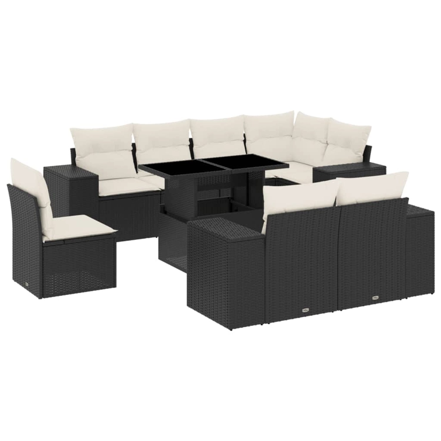 vidaXL 9-Tlg Garten-Sofagarnitur mit Kissen Schwarz Poly Rattan 3269296 günstig online kaufen