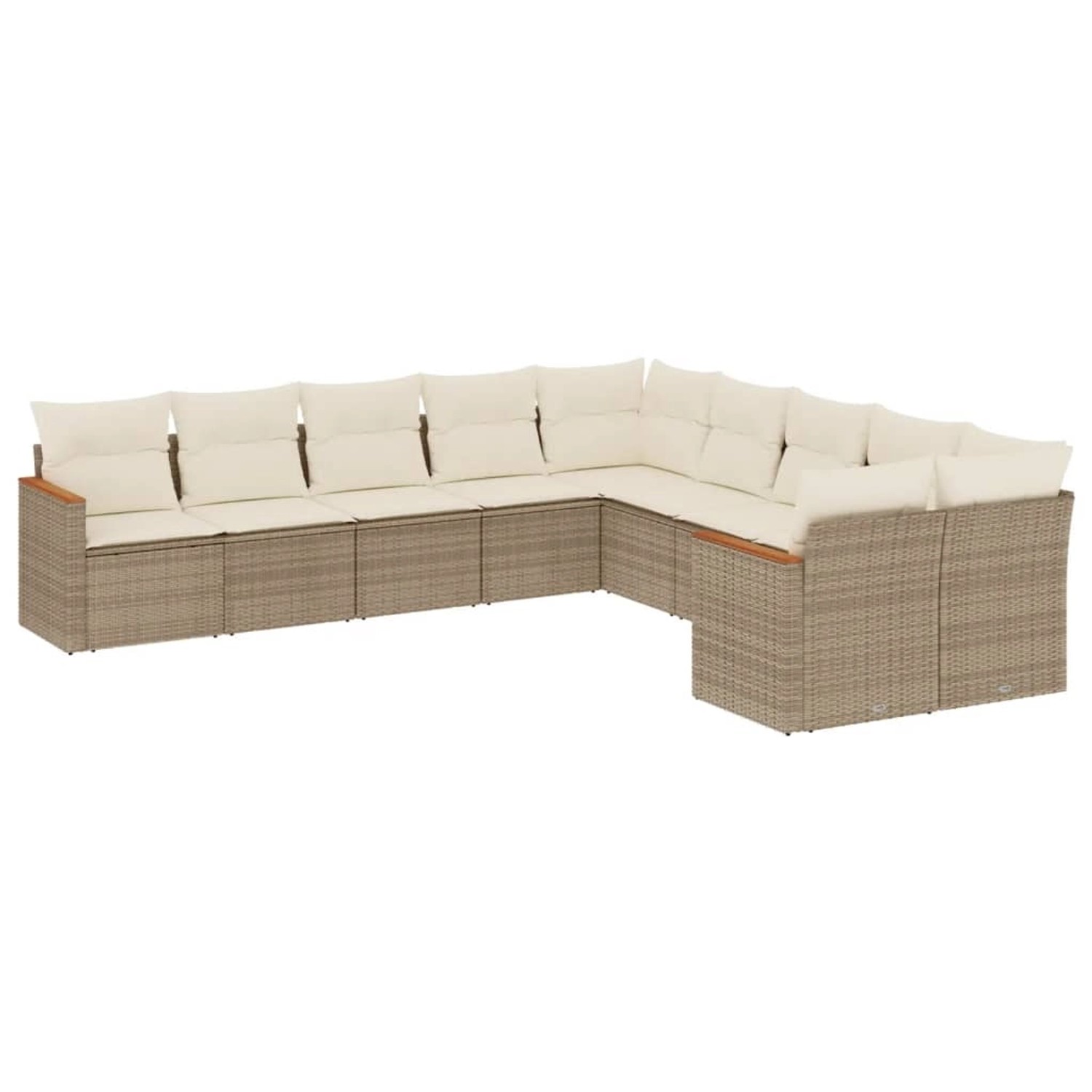 vidaXL 10-tlg Garten-Sofagarnitur mit Kissen Beige Poly Rattan Modell 150 günstig online kaufen