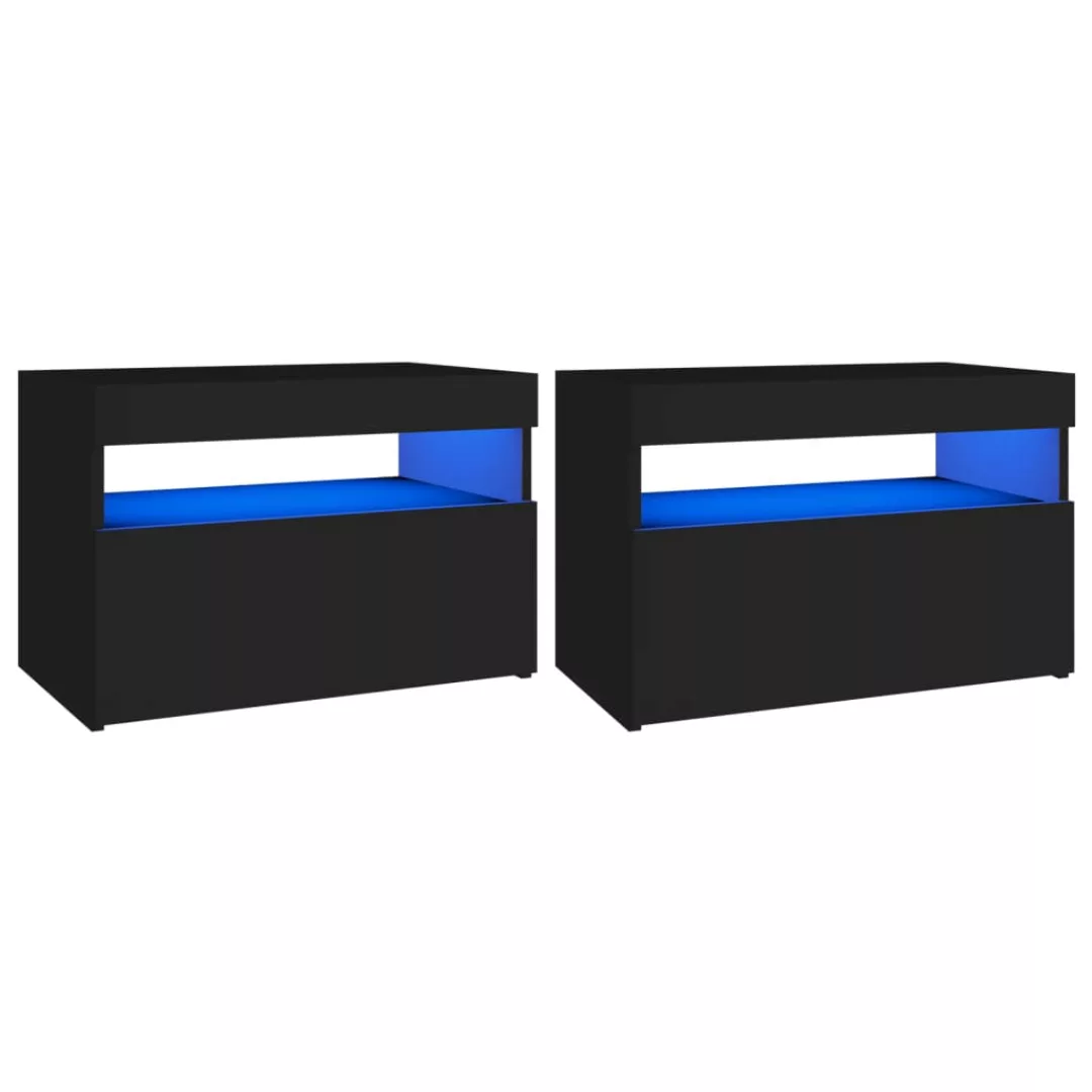 Nachttisch Led-leuchten 2 Stk. Schwarz 60x35x40cm Spanplatte günstig online kaufen