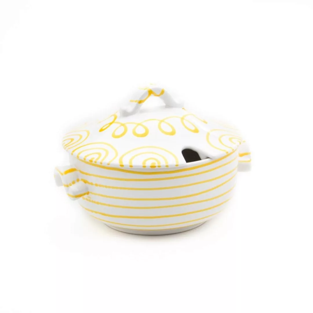Gmundner Keramik Gelbgeflammt Suppentopf glatt 2 L / h: 18 cm günstig online kaufen