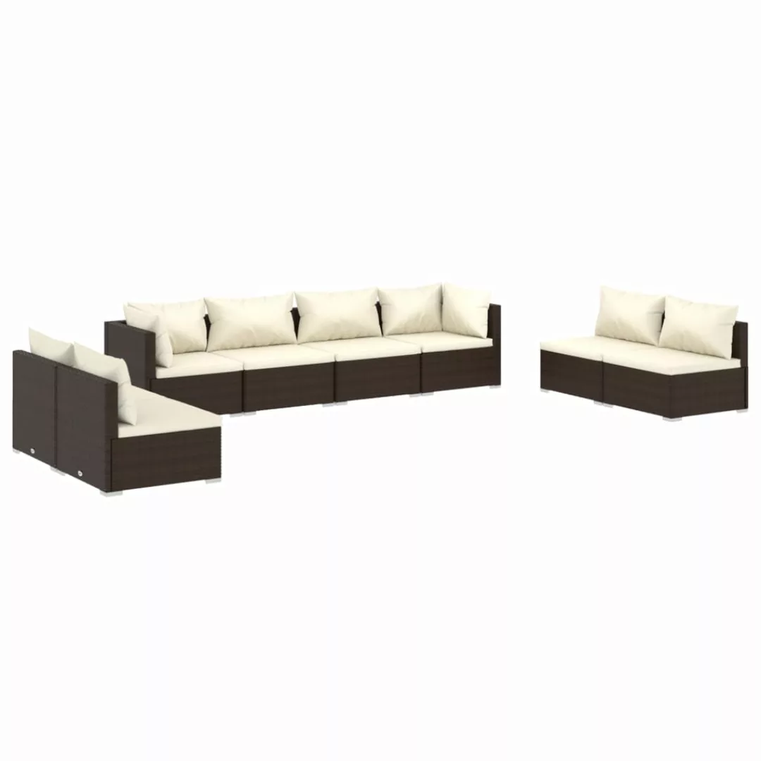 Vidaxl 8-tlg. Garten-lounge-set Mit Kissen Poly Rattan Braun günstig online kaufen