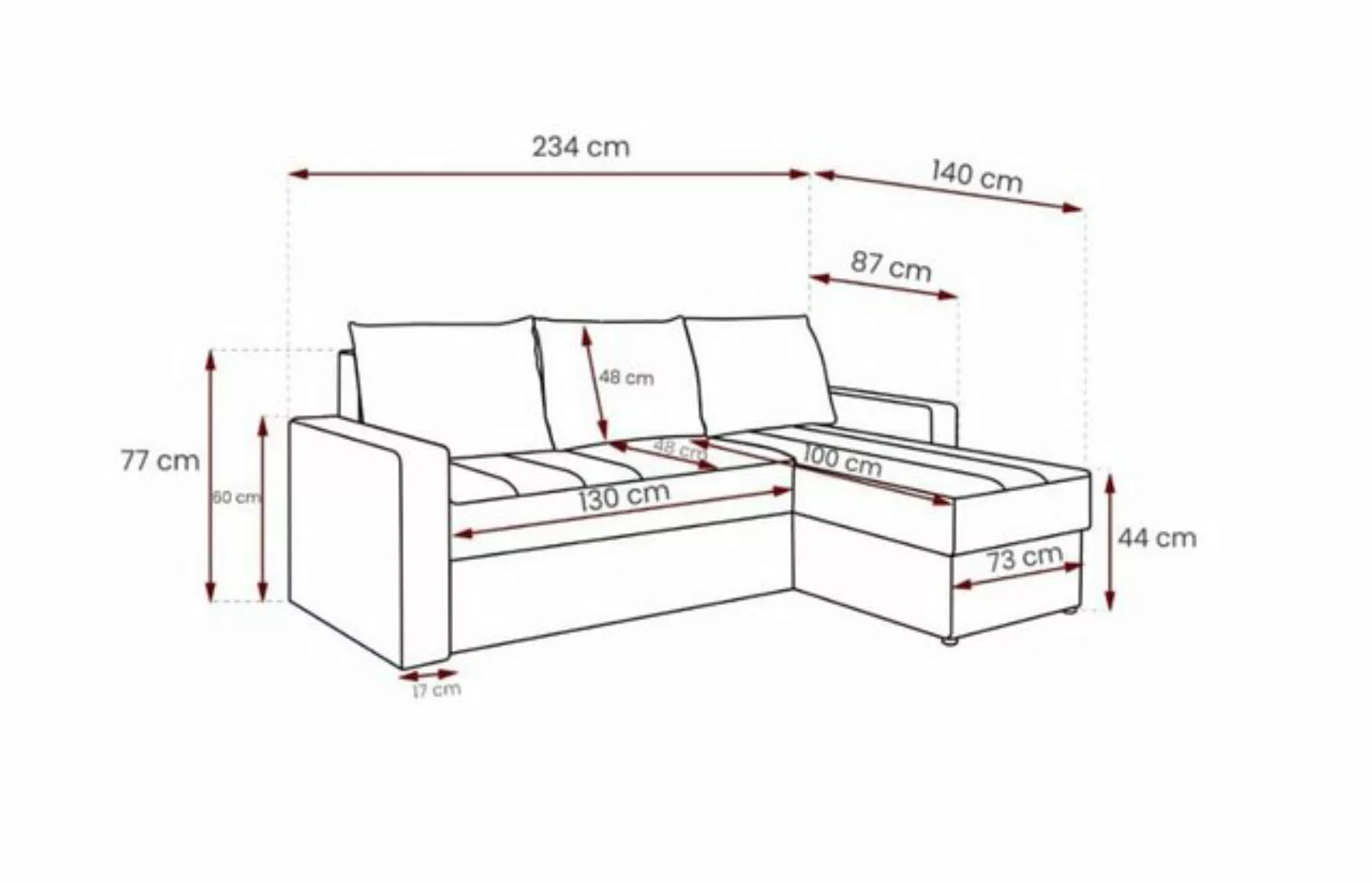 DB-Möbel Ecksofa mit Schlaffunktion "IVO" Sofa vom Hersteller günstig online kaufen