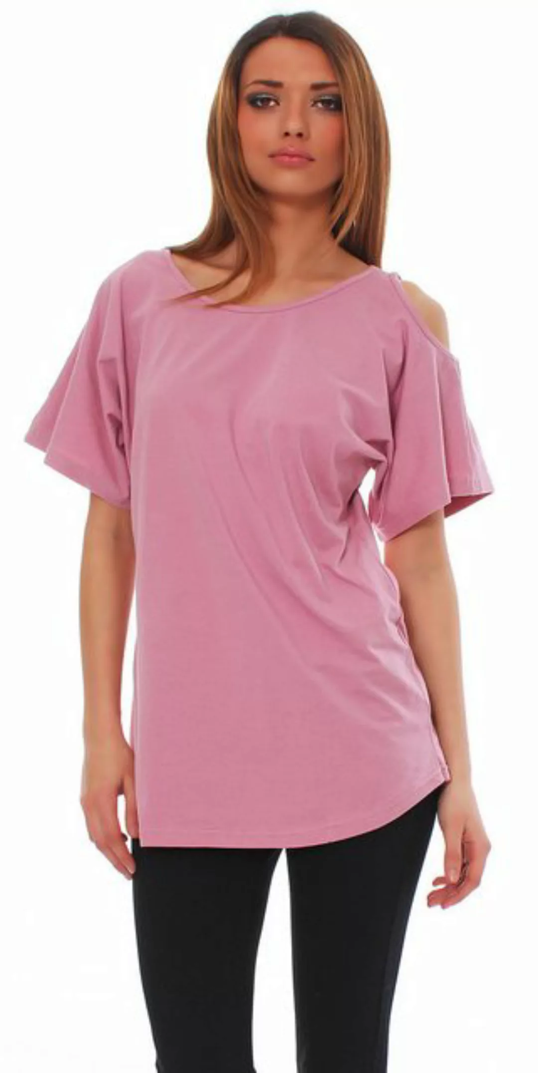 Mississhop Langarmshirt Trendiges Damen-Shirt mit Cut-Out-Ärmeln M. Klara günstig online kaufen