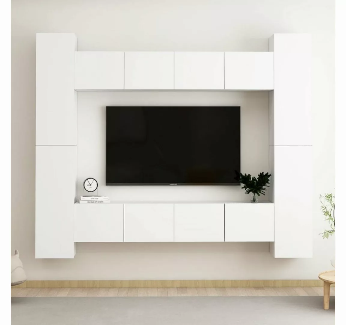 furnicato TV-Schrank 8-tlg. TV-Schrank-Set Weiß Holzwerkstoff günstig online kaufen