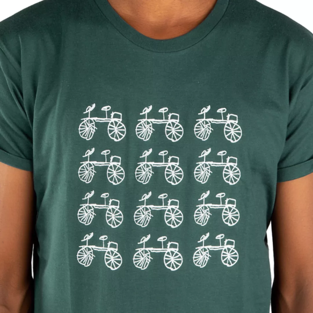 Herren Print T-shirt Aus Bio-baumwolle Fahrrad Dunkelgrün günstig online kaufen