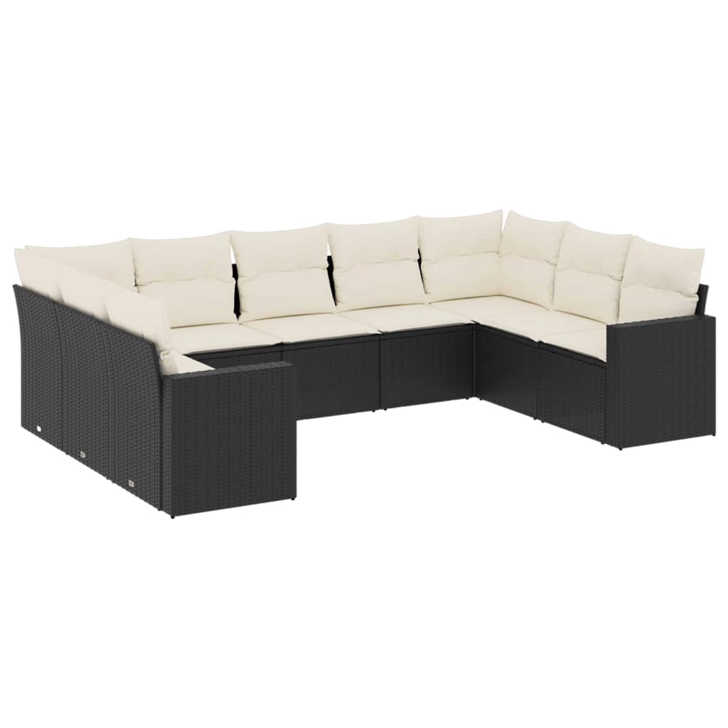 vidaXL 9-Tlg Garten-Sofagarnitur mit Kissen Schwarz Poly Rattan 3219386 günstig online kaufen
