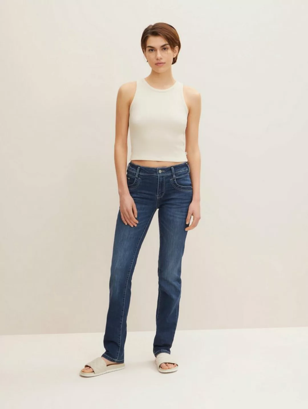 TOM TAILOR 5-Pocket-Jeans Alexa Straight Jeans mit Bio-Baumwolle günstig online kaufen