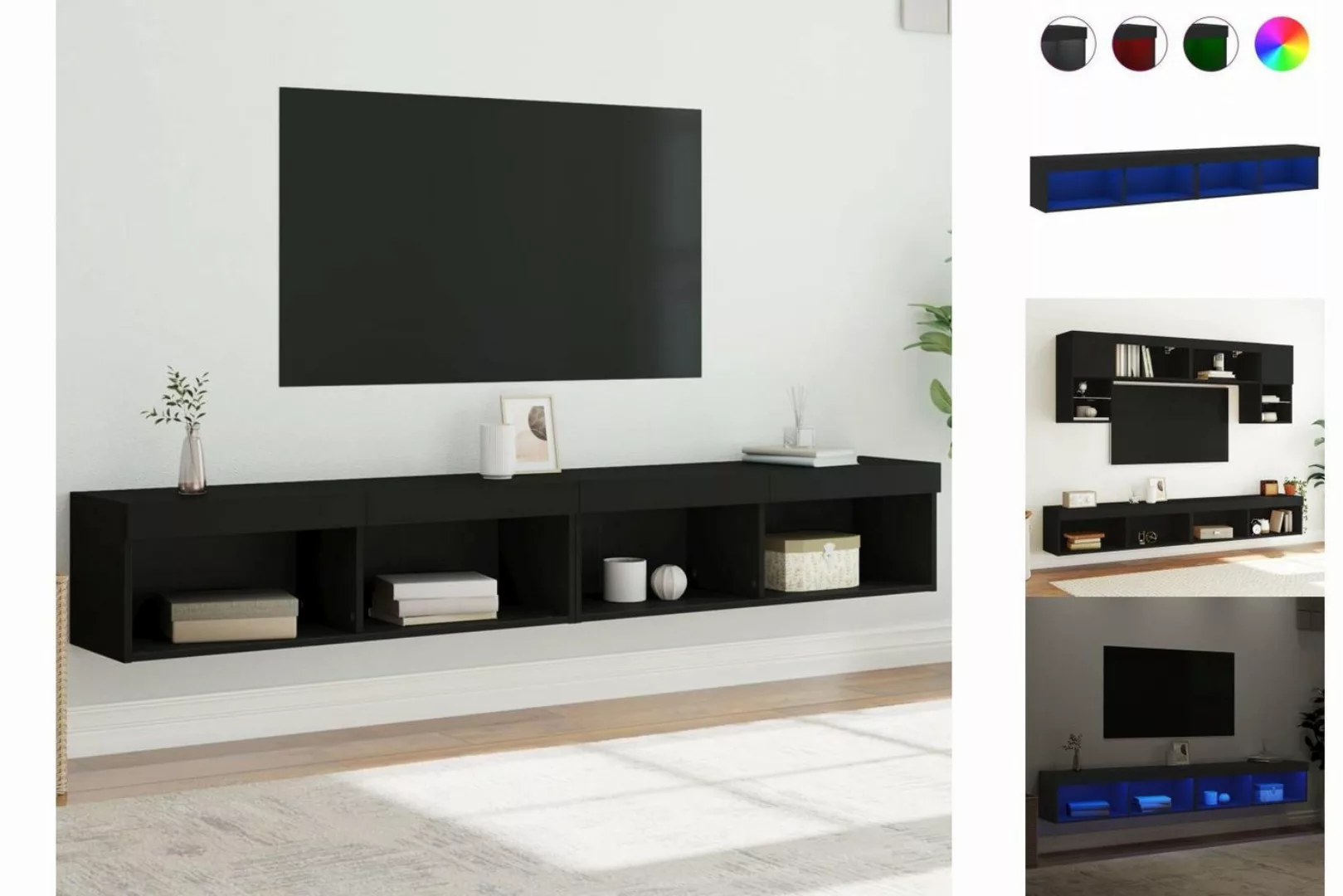 vidaXL TV-Schrank TV-Schränke mit LED-Leuchten 2 Stk Schwarz 100x30x30 cm günstig online kaufen