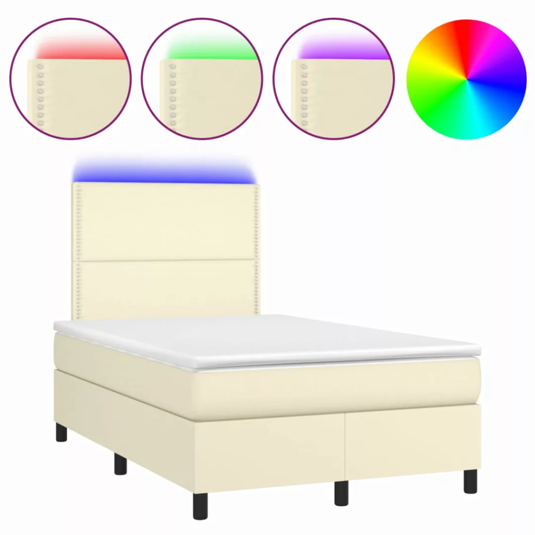 Vidaxl Boxspringbett Mit Matratze & Led Creme 120x200 Cm Kunstleder günstig online kaufen