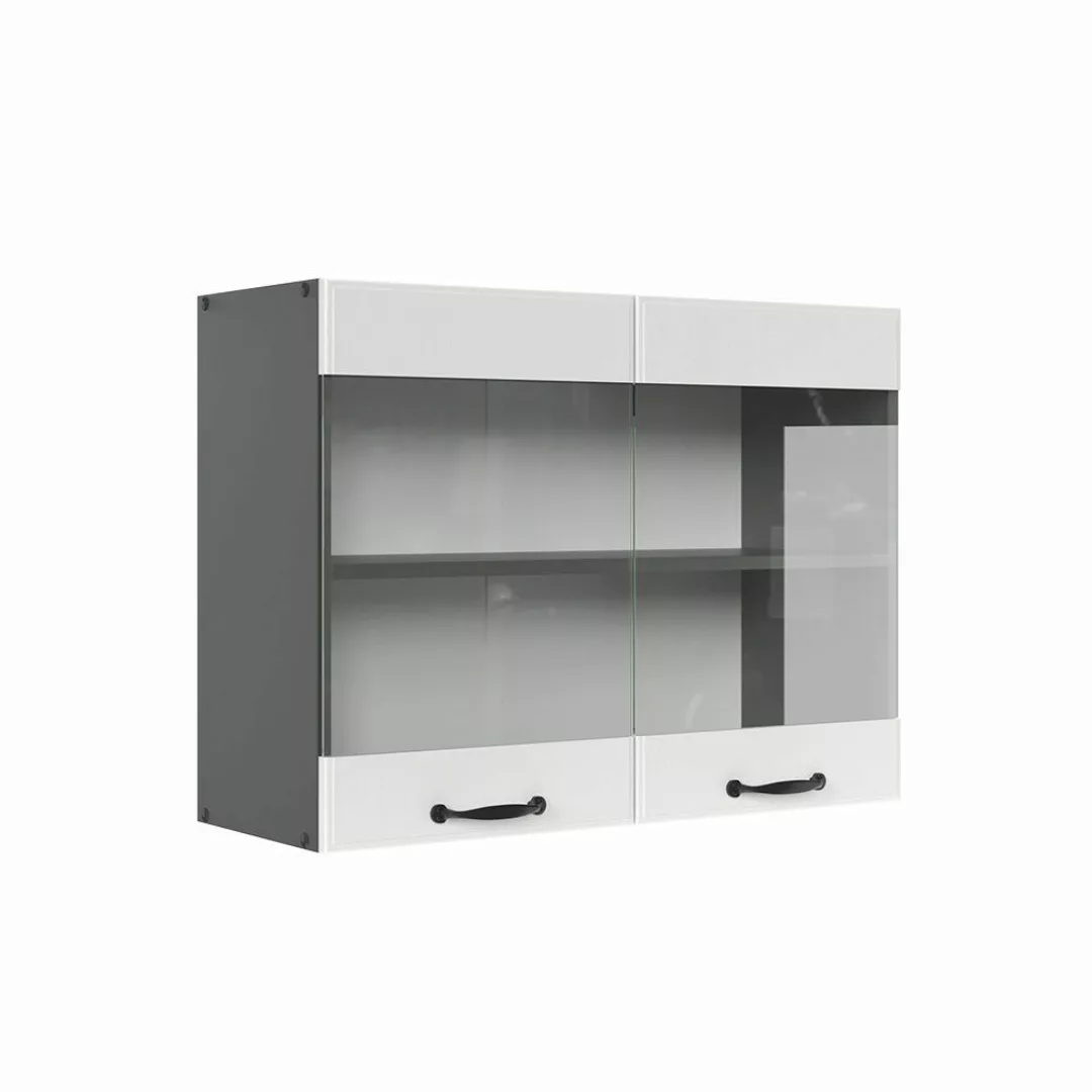 Vicco Glashängeschrank R-Line, Weiß Landhaus/Anthrazit, 80 günstig online kaufen