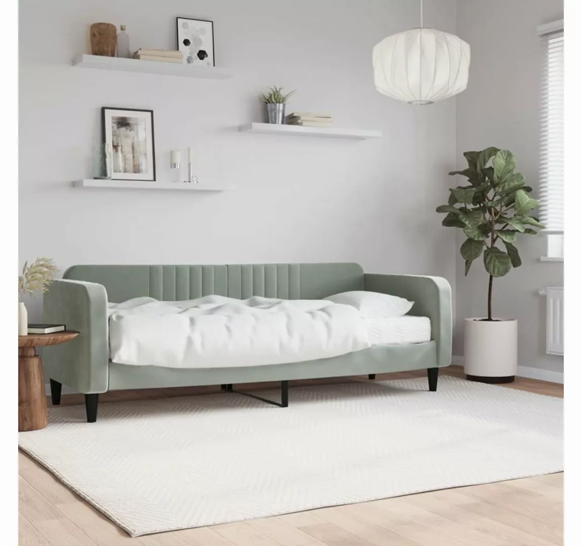 furnicato Bett Tagesbett mit Matratze Hellgrau 80x200 cm Samt günstig online kaufen