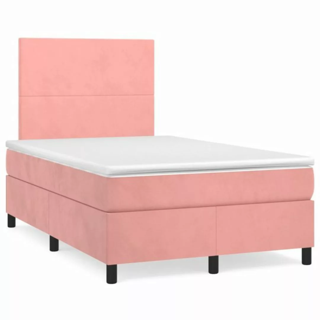 vidaXL Bettgestell Boxspringbett mit Matratze Rosa 120x200 cm Samt Bett Bet günstig online kaufen
