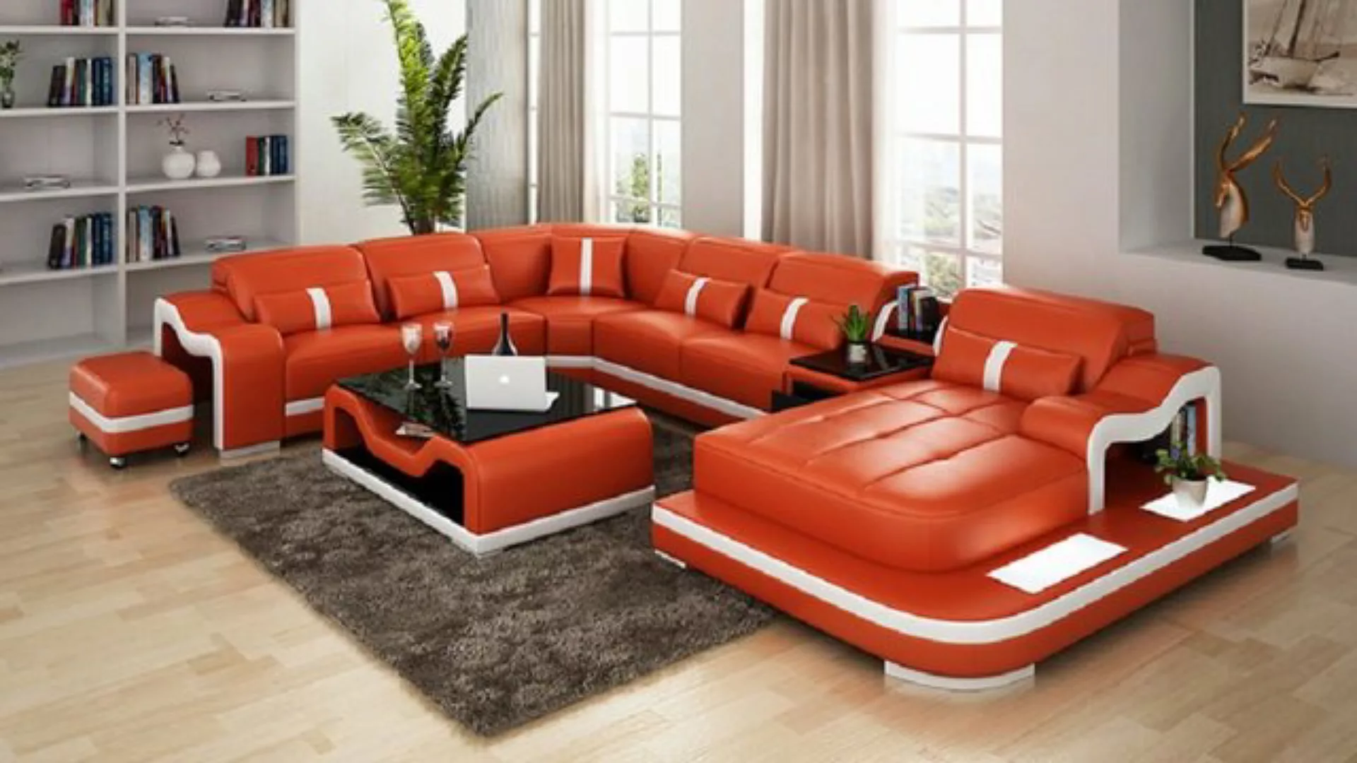 JVmoebel Ecksofa, U Form Sofa Couch Polster Wohnlandschaft Ecksofa Leder Ec günstig online kaufen